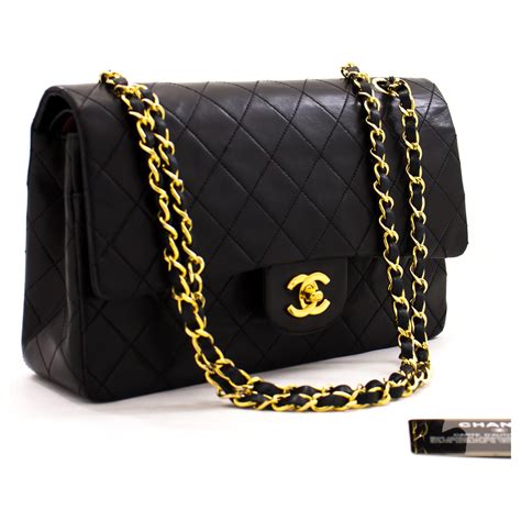 chanel black leather shoulder bag handbag amazon|Chanel classic black handbag.